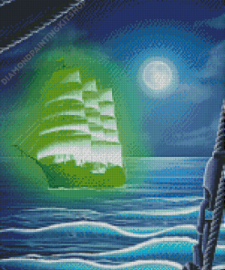 Green Sailboat Ghost Diamond Paintings