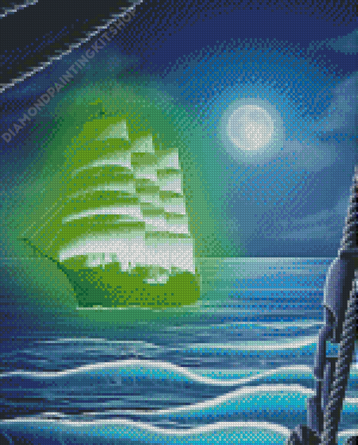 Green Sailboat Ghost Diamond Paintings