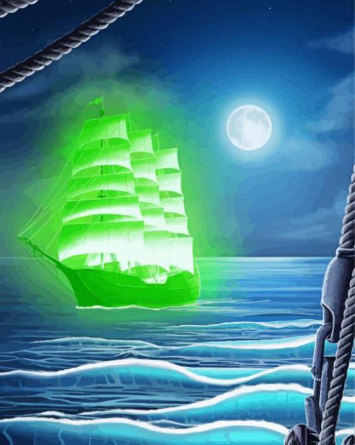 Green Sailboat Ghost Diamond Paintings