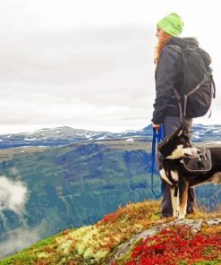 Hiking With Dog Diamond Paintings