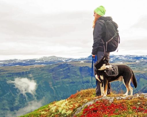 Hiking With Dog Diamond Paintings