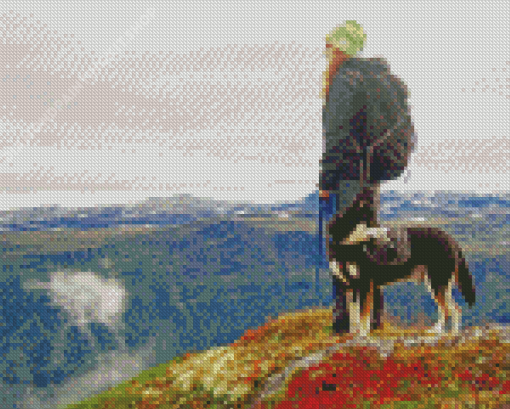 Hiking With Dog Diamond Paintings