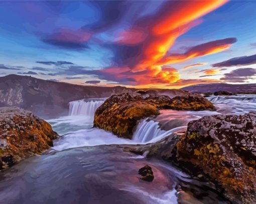 Iceland Waterfall River Diamond Paintings