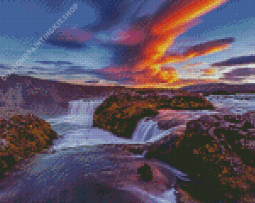 Iceland Waterfall River Diamond Paintings