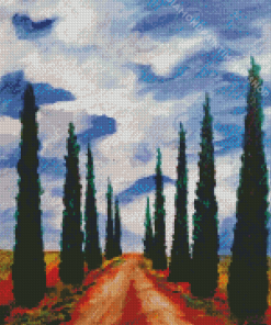 Italian Cypress Trees Art Diamond Painting