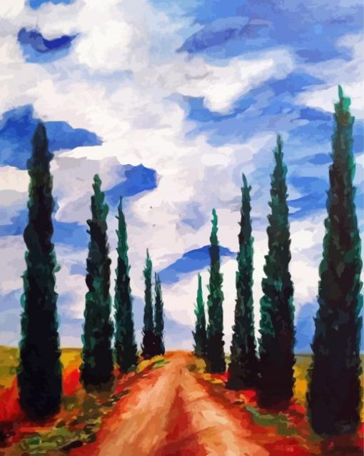 Italian Cypress Trees Art Diamond Paintings