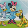 Minnie Mouse And Daisy With Pluto Diamond Paintings