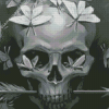 Monochrome Skull And Butterflies Diamond Paintings