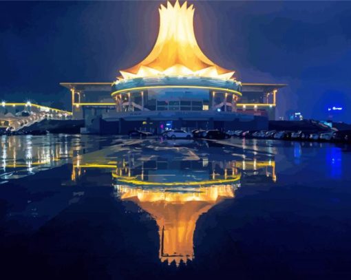 Nanning City Building Reflection At Night Diamond Paintings