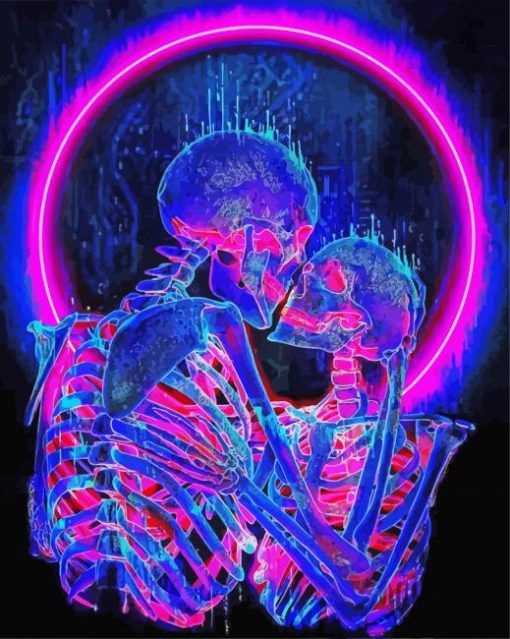 Neon Love Skeletons Diamond Painting