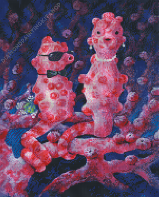 Pink Sea Horse Diamond Paintings