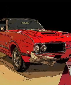 Red 1969 Oldsmobile Car Diamond Paintings