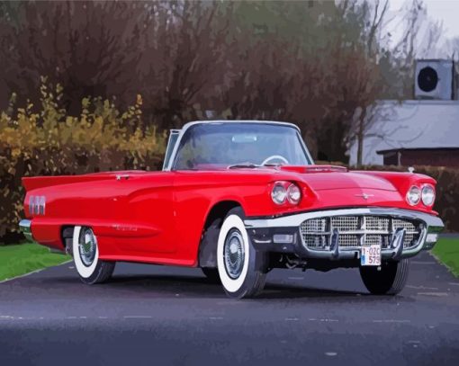 Red Tbird Car Diamond Paintings