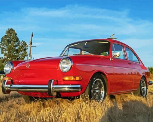 Red Vw Fastback Diamond Painting