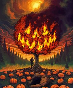 Scary Monster Halloween Tree Diamond Painting