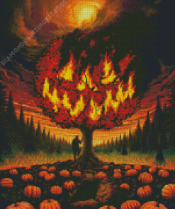 Scary Monster Halloween Tree Diamond Painting