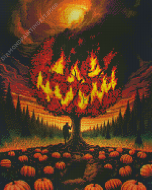 Scary Monster Halloween Tree Diamond Painting