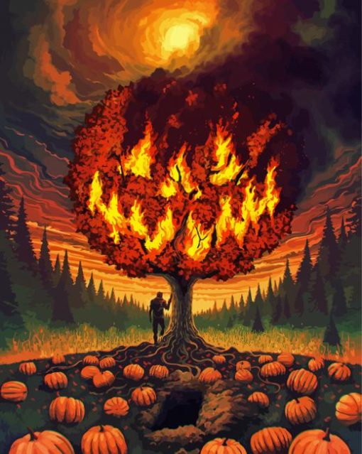 Scary Monster Halloween Tree Diamond Painting