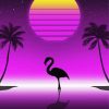 Silhouette Flamingo Retro Diamond Painting