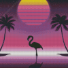 Silhouette Flamingo Retro Diamond Painting