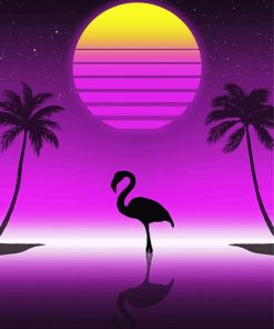 Silhouette Flamingo Retro Diamond Painting