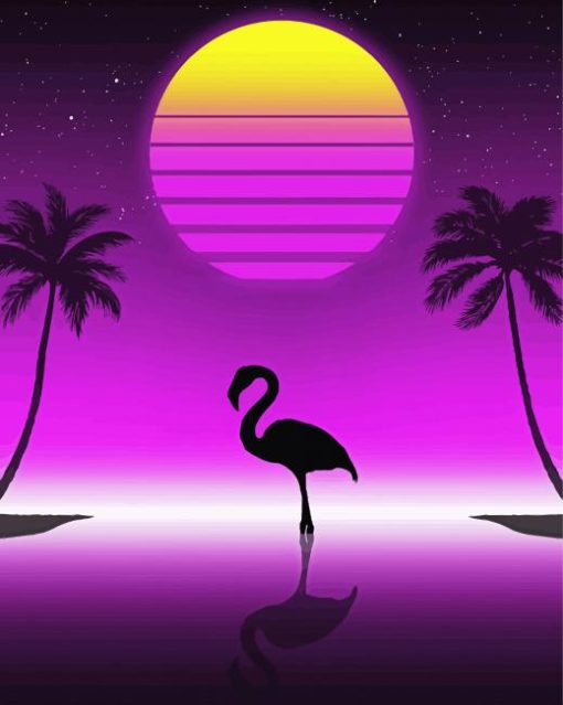 Silhouette Flamingo Retro Diamond Painting