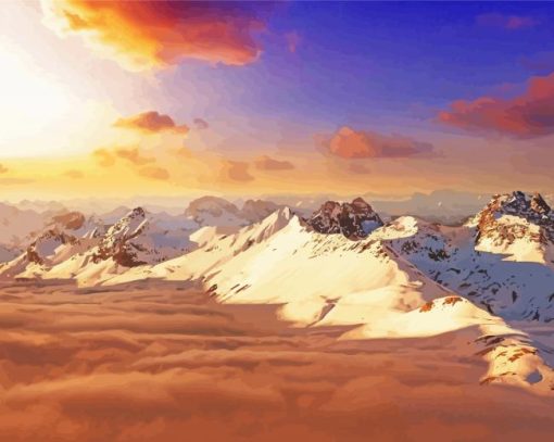 Snowy Mountain In The Sky Diamond Painting