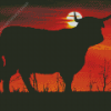 Sunset Cow Silhouette Diamond Painting