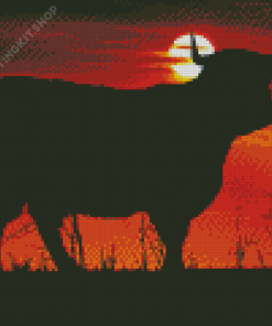 Sunset Cow Silhouette Diamond Painting