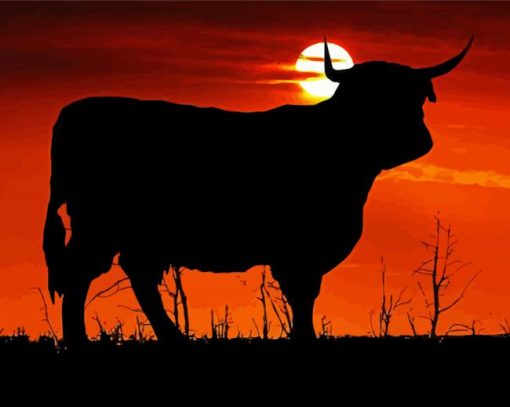 Sunset Cow Silhouette Diamond Painting