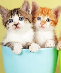 Two Kittens In Cup Diamond Painting