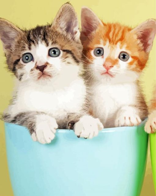 Two Kittens In Cup Diamond Painting