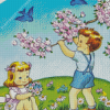 Vintage Children In Garden Art Diamond Paintings