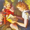 Vintage Children Reading Diamond Paintings