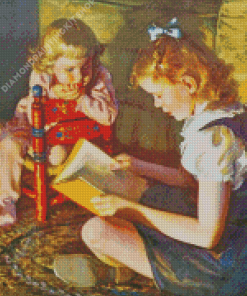 Vintage Children Reading Diamond Paintings