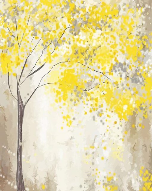 Yellow And Gray Tree Diamond Painting