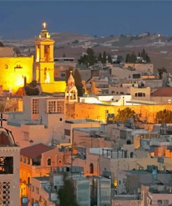 Bethlehem Palestine Buildings At Night Diamond Painting