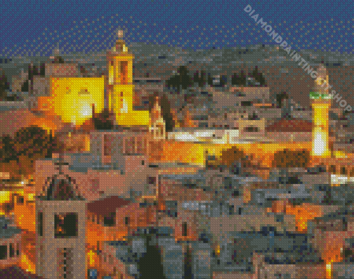 Bethlehem Palestine Buildings At Night Diamond Painting