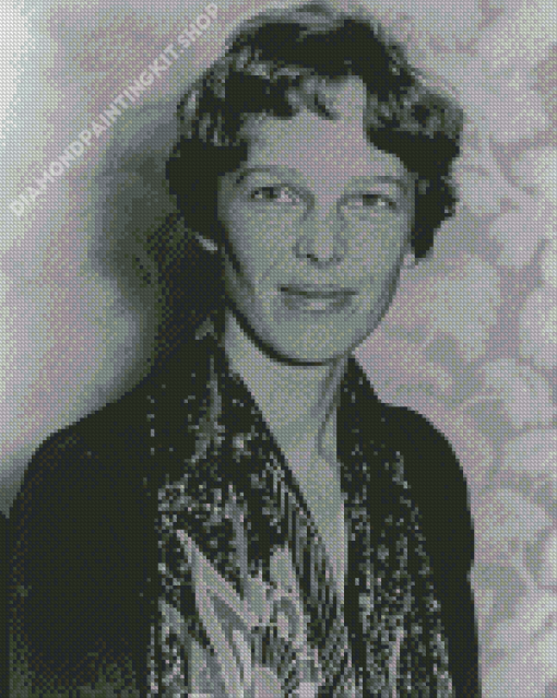 Black And White Amelia Earhart Diamond Painting