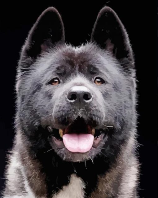 Black American Akita Diamond Painting