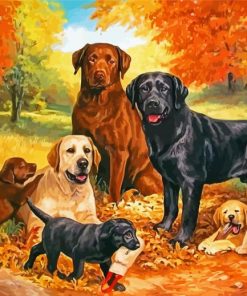 Dogs In Autumn Art Diamond Painting