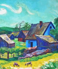 Farmhouses In The Morning By Max Pechstein Diamond Painting