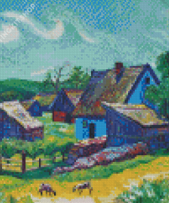 Farmhouses In The Morning By Max Pechstein Diamond Painting