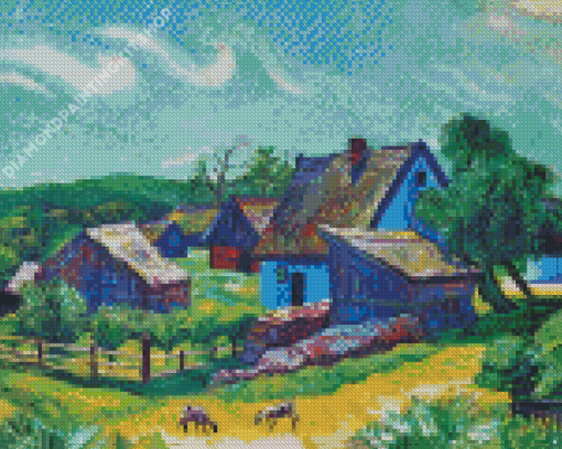 Farmhouses In The Morning By Max Pechstein Diamond Painting