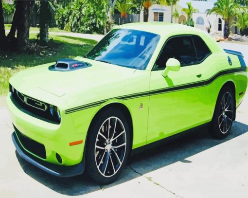 Green Mopar Sport Car Diamond Painting