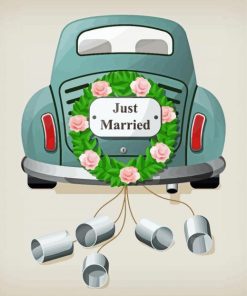 Just Married Car Wedding Diamond Painting