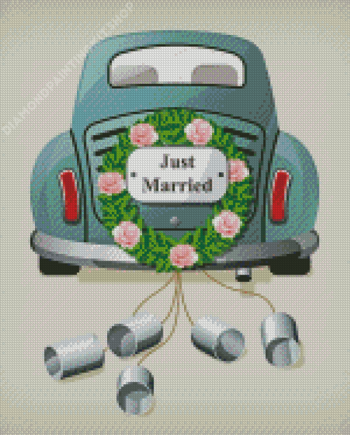 Just Married Car Wedding Diamond Painting