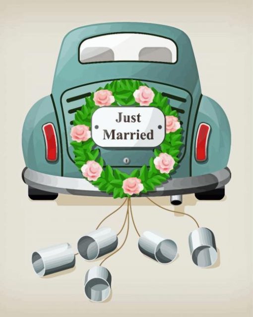 Just Married Car Wedding Diamond Painting