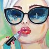 Lady Wearing Lipstick Diamond Painting