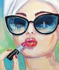 Lady Wearing Lipstick Diamond Painting